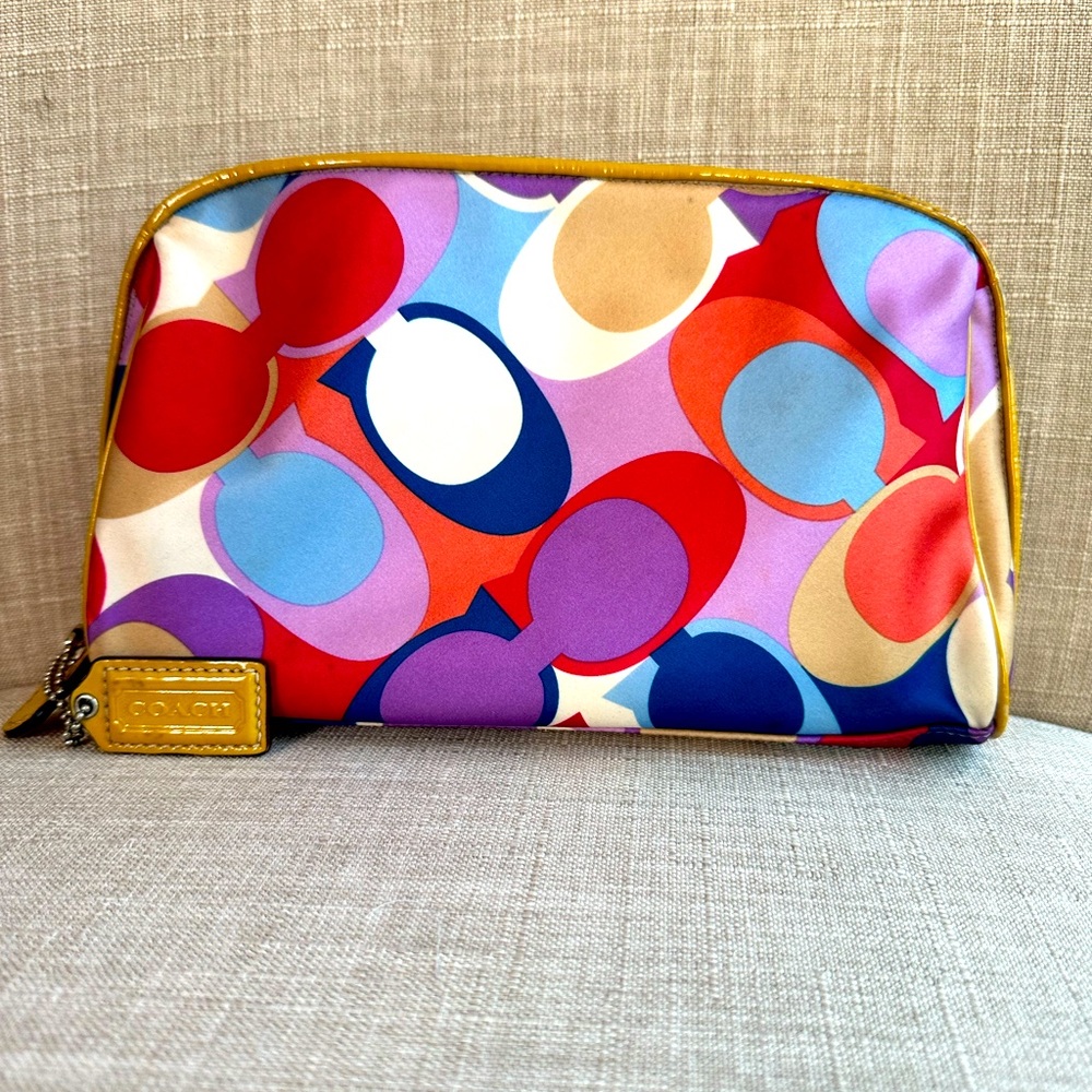 Authentic COACH Rare Signature Scarf Cosmetic Bag
